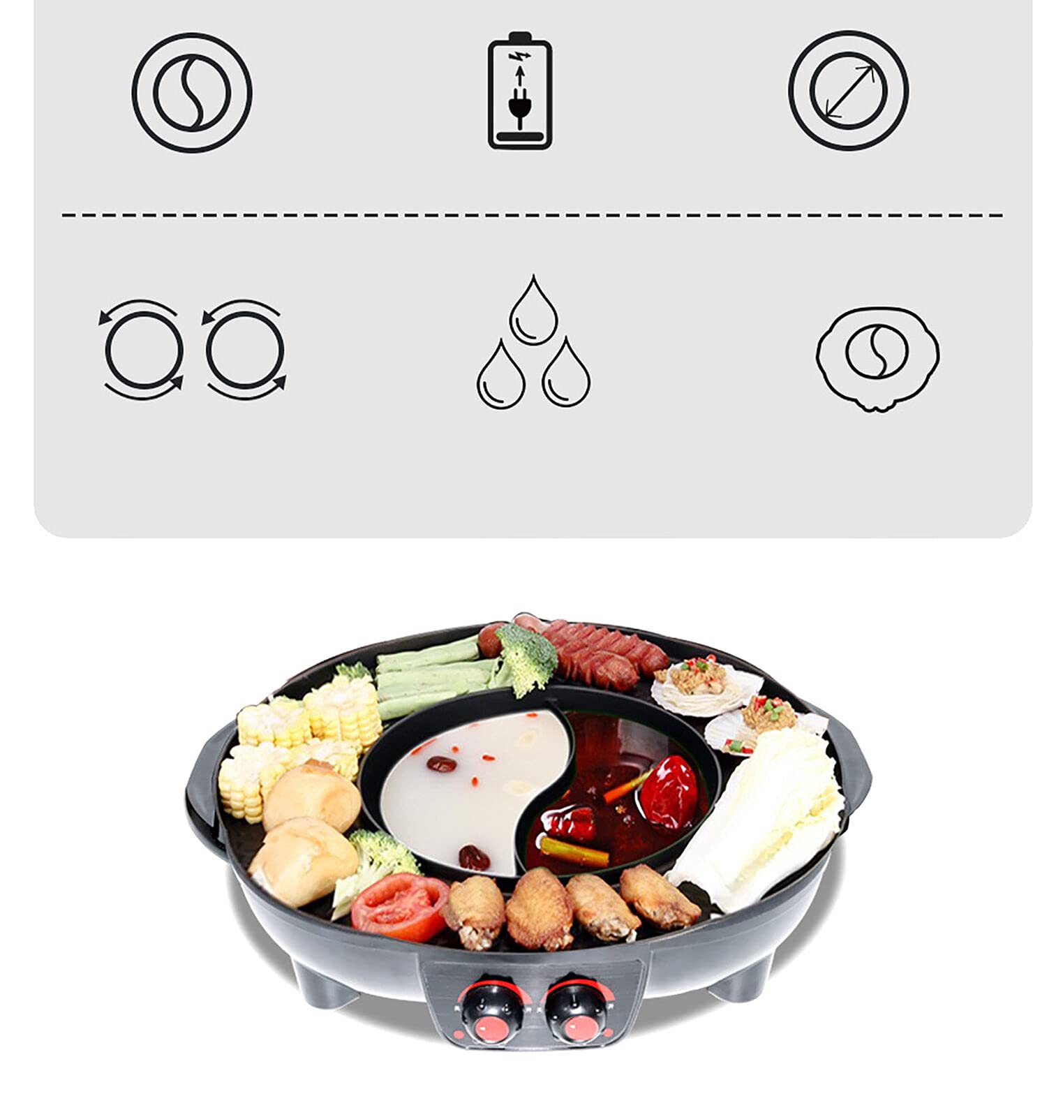 Korean Bbq Grill 2-in-1 Electric Hot Pot & Grill - Smokeless Korean BBQ ...