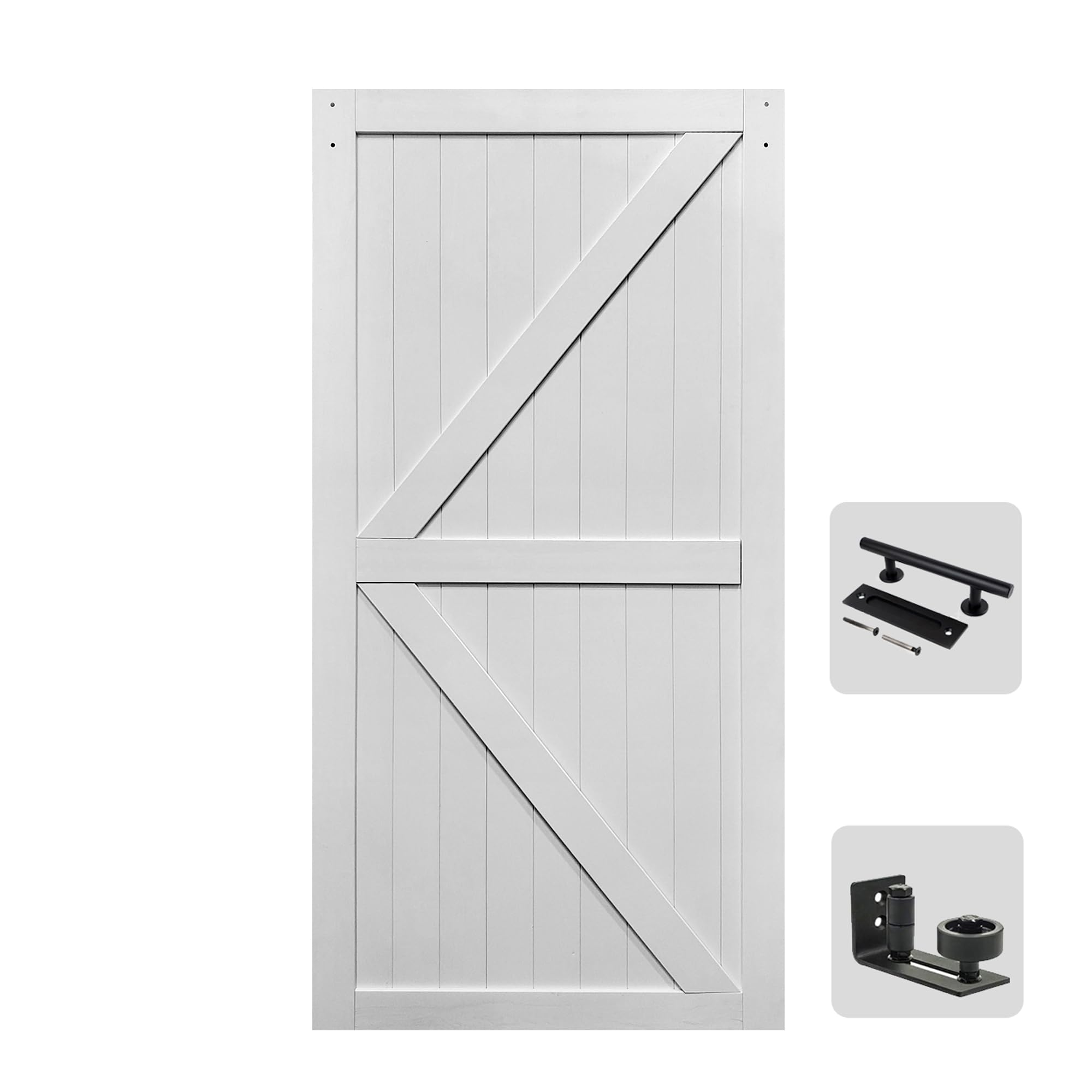 S&Z TOPHAND® 40in x 84in MDF White Barn Door, 21-60in Solid Barn Door Slab Covered with Water-Proof PVC Surface, Simple Assembly is Required