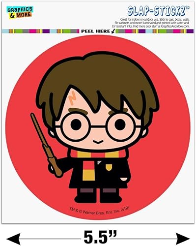 Miniatura 6 de GRAPHICS & MORE Harry Potter lindo personaje Chibi coche ventana armario círculo parachoques pegatina