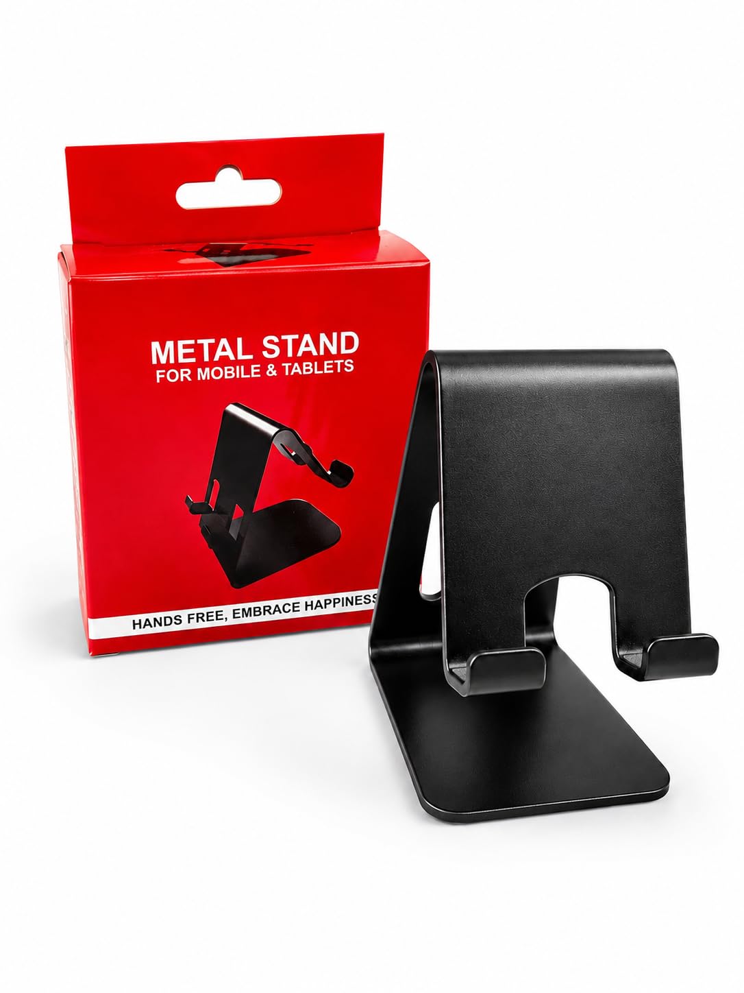 Metal Desk Stand for Smartphones & Tablets, Black, Dual-Sided 2-in-1 Heavy Duty Holder, Hands-Free Viewing-image-43