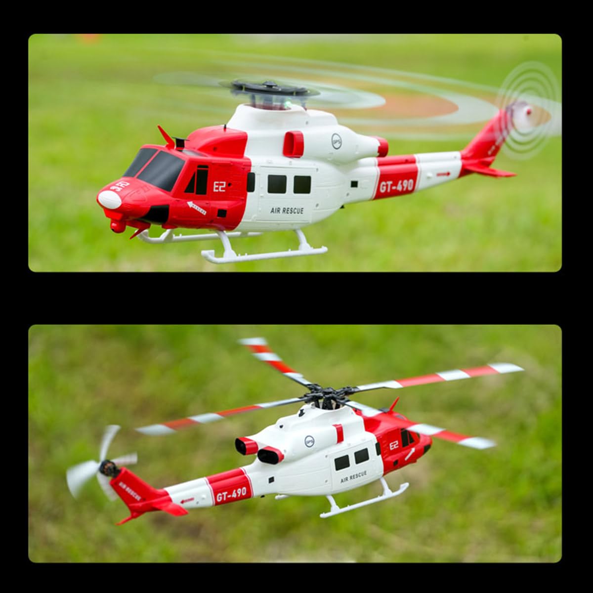 Samolot E2 UH-1Y RC, 2,4 G, 6-kanałowy, podwójny, bezszczotkowy, zdalnie sterowany, z konfiguracją aplikacji mobilnej, nadajnikiem T8, pozycjonowaniem Lidar i GPS, dla dorosłych i