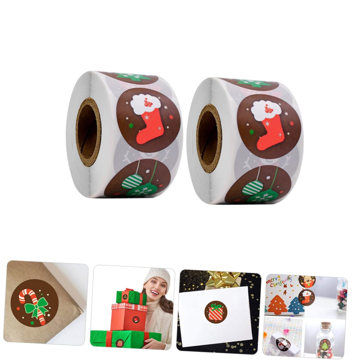 10rotoli Etichette Adesive Di Natale Per Decorazioni Di Regali Buste e Biglietti Sicure e Pratiche Per Feste Natalizie