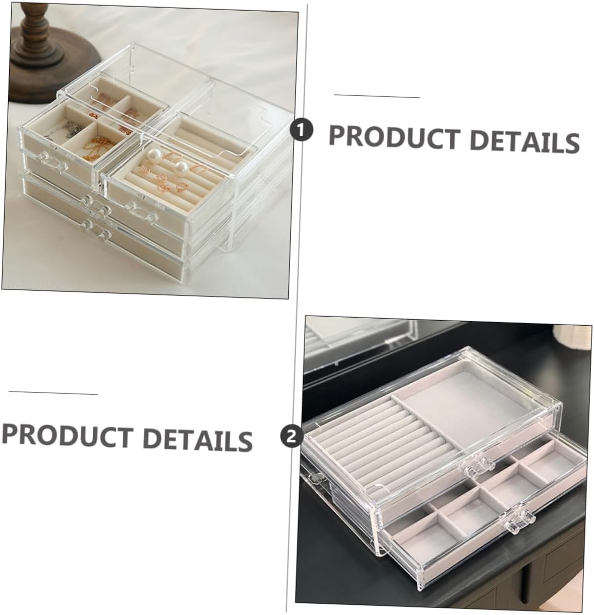 MERRYHAPY 1pc Jewelry Box Drawer Makeup Organizer Cosmetic Holder for Lipstick Nail Polish and Jewelry Storage Compact Desktop Display Case