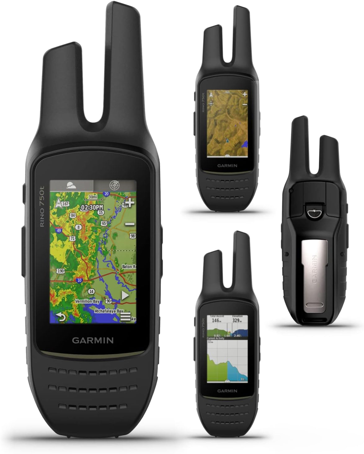 Wearable4U - Garmin Rino 750t Two-Way Radio Navigator with Topo Mapping with E-Bank Bundle