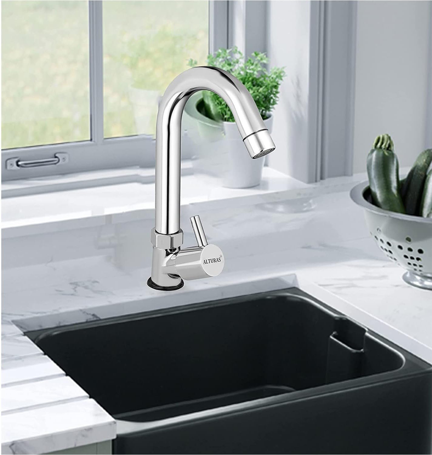 Alturas by Clinton Brass Turbo Swan Neck Taps for Sink/wash Basin 360 Degree Moving, Chrome Finish Pillar Tap Faucet (Wall Mount Installation Type) Brass Turbo Swan Neck_1pc (B0D2THHBJ4) Amazon Price History, Amazon Price Tracker