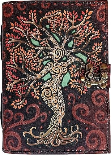 Image of OVERDOSE Mother of Earth Design Handmade Red vintage leather journal • Deckle edge paper, Blank spell book of shadows grimoire journal Talisman Prints - 6x8 inches|15x20 cm|A5