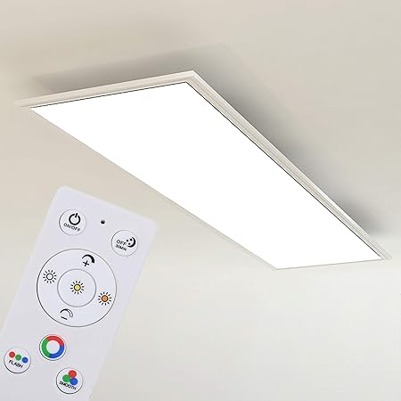 Dimmbar LED Deckenleuchte Panel 100x25 cm mit Fernbedienung, 28W Flache