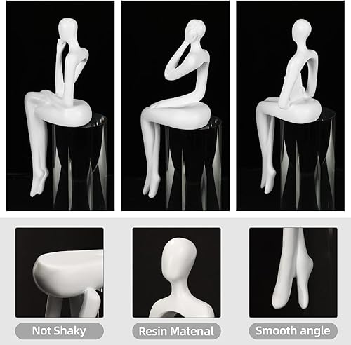 Miniatura 3 de Estatua de Thinker - Escultura de arte abstracto, figuras coleccionables de resina dorada para el hogar, sala de estar, oficina, estante, gran idea