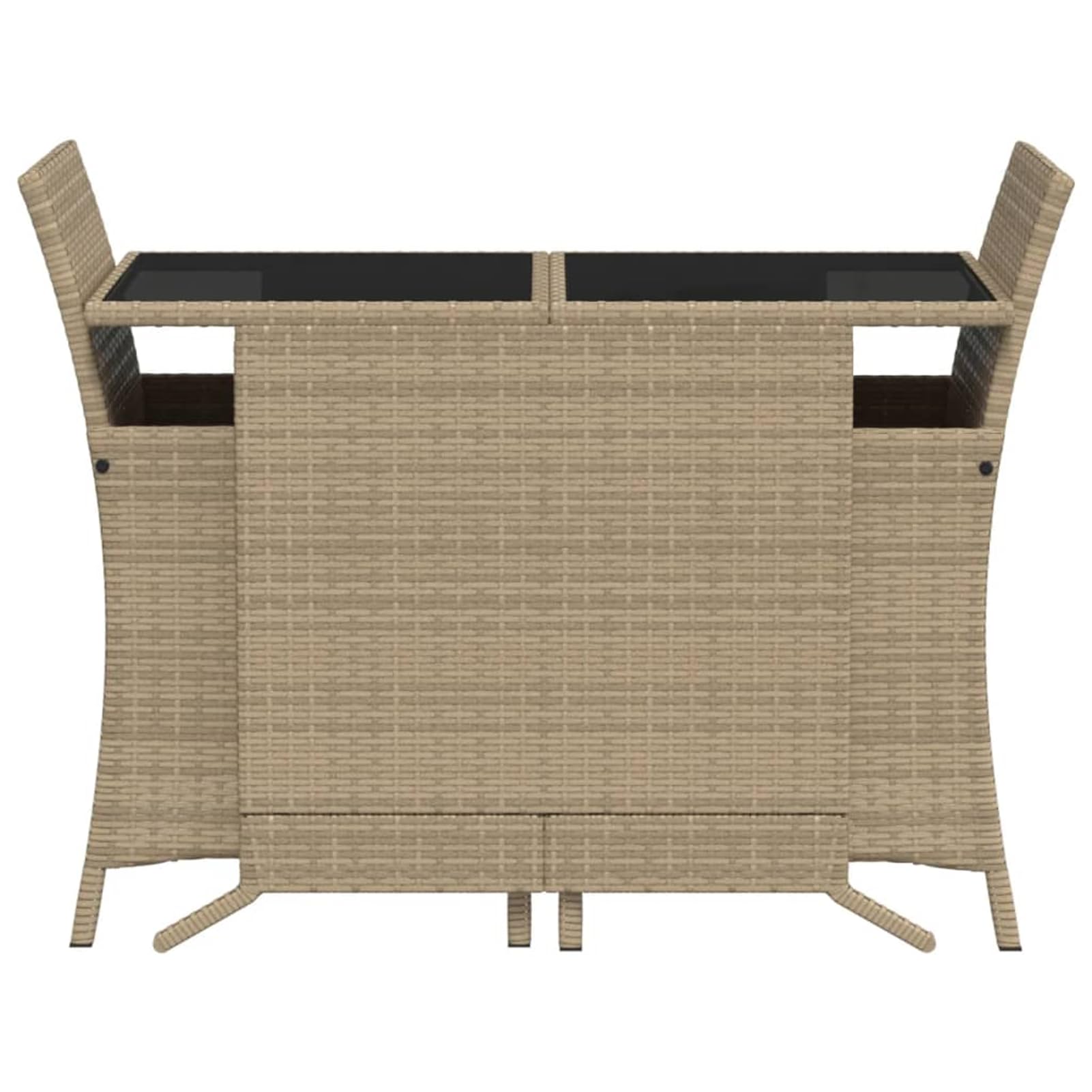Homgoday Set de bistro 3 pièces avec coussins beige mixte en polyrotin, table et chaises de jardin extérieur, ensemble de meubles de jardin, salle à manger de jardin