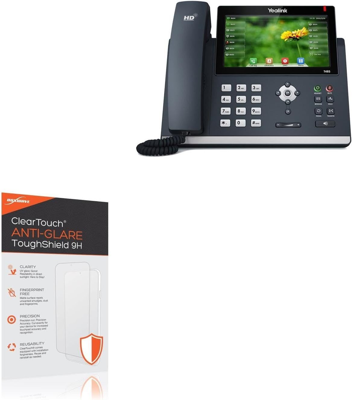 BoxWave Screen Protector Compatible with Yealink SIP-T48S - ClearTouch Anti-Glare ToughShield 9H (2-Pack), Anti-Glare 9H Tough Flexible Film Screen Protector