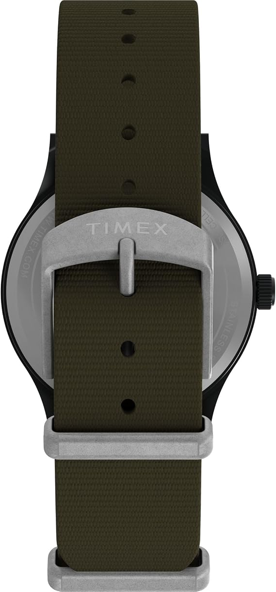 Timex メンズ Expedition Scout 36.5mm 腕時計 - グリーンスリップスルーシングルレイヤー グリーンダイヤル ブラックケース
