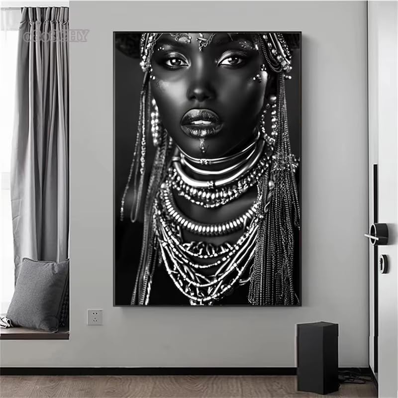 Affiche femme africaine fleurs toile déco murale 50x75 cm