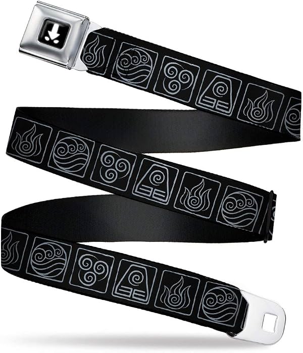 Buckle-Down Unisex Adulto Avatar: El último maestro del aire Cinturón con hebilla | Cinturón regular, Avatar: El último maestro del aire, 1.5 de ancho, ajusta talla de pantalón 24-38 US, hebilla cromada ajustable, cinturón para cosplay anime