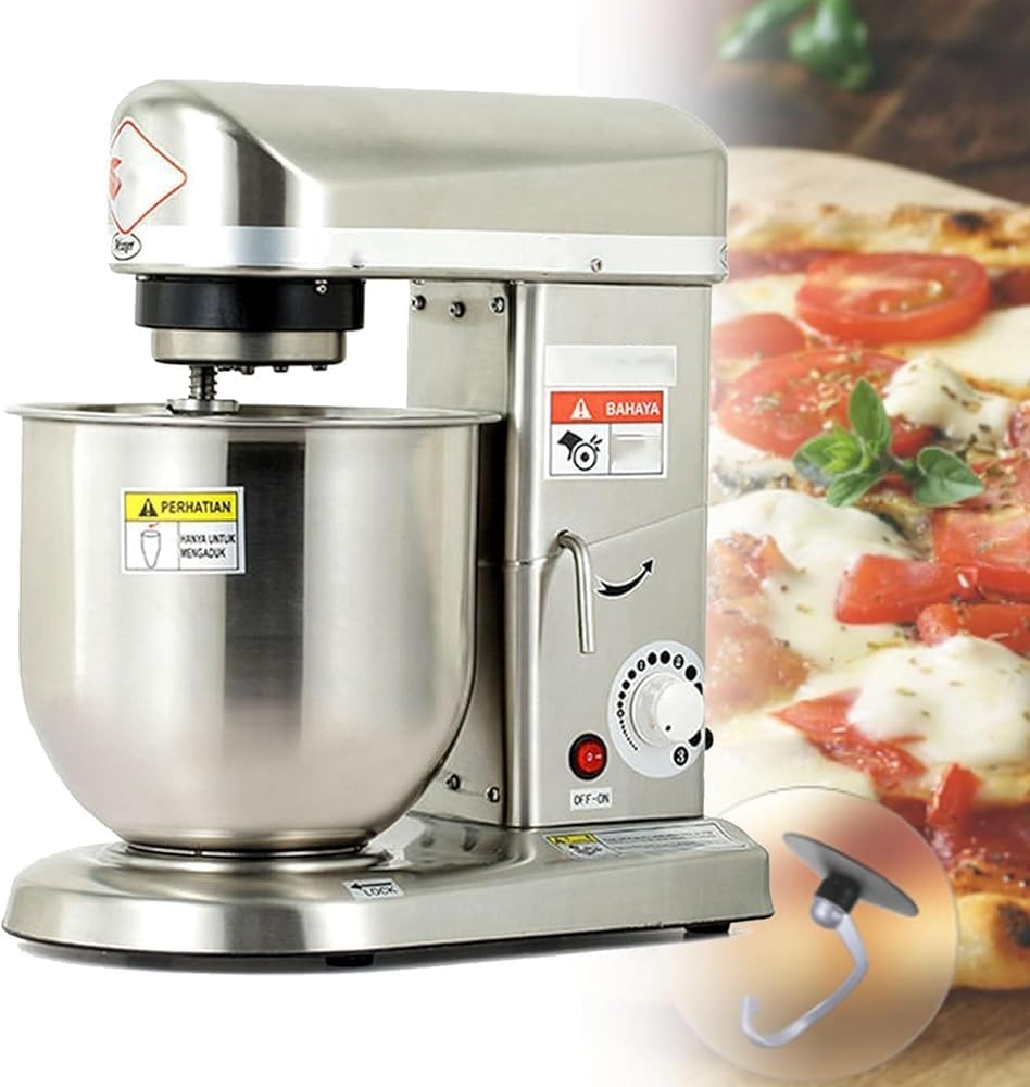 Commercial 3-Speed Electric Food Mixer - Multi-Function Kitchen Mixer with Bowl, Beater, Dough Hook & Whisk (Ideal for Cake, Dough Making)(Size:7L,Color:White)
