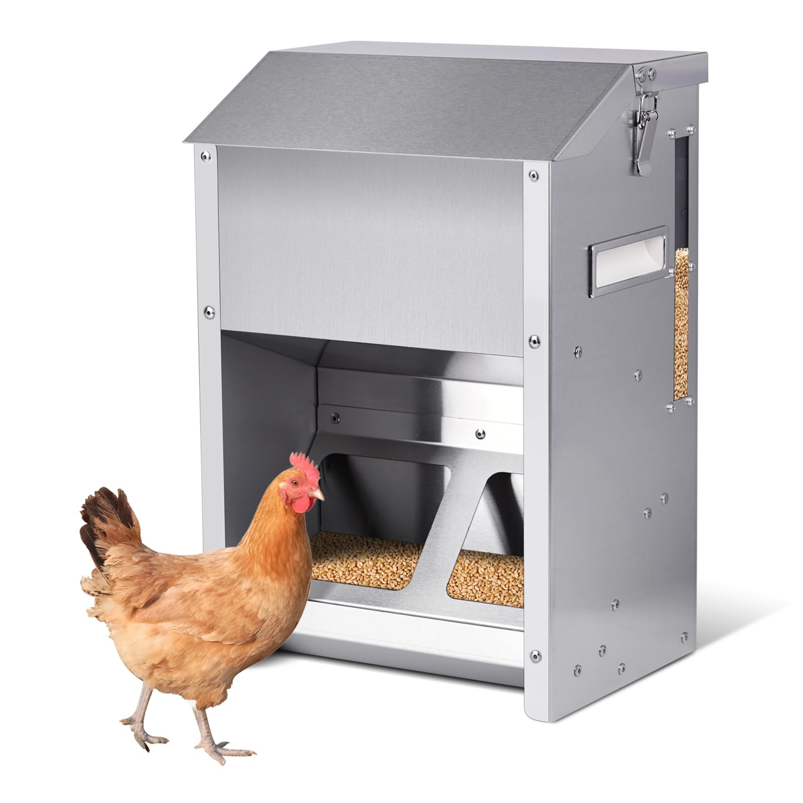 Buy Stainless Steel Metal Chicken Feeder No Waste with Visual Window,20