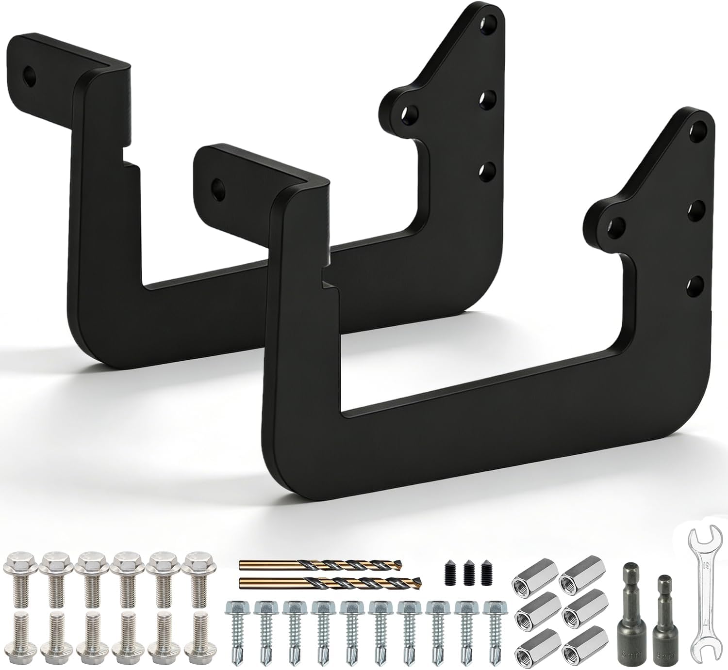 RV Bumper Brackets, Heavy-Duty RV Bumper Support Brackets with Mounting Hardware, Powder-Coated RV Bumper Rack to Reduce Twisting & Sagging, Bumper Reinforcement Kit, Fits 4"–4.5" Square Bumper