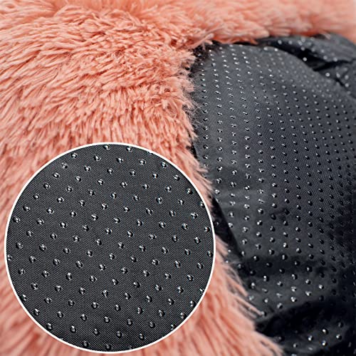 lionto Donutbett für Hunde und Katzen, Flauschiges Hundebett rund für kleine und große Heimtiere, Ø 50 cm, weiches Katzenbett aus kuscheligem Plüsch, Hundekissen mit extra Dicker Füllung, rosa