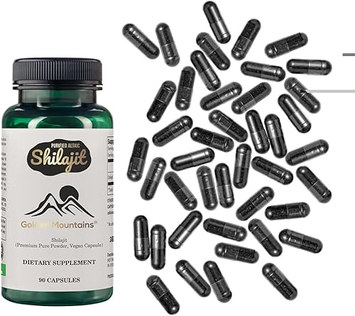 Miniatura 2 de Golden Mountains Shilajit Cápsula vegana 500mg Altai puro 90 unidades de minerales traza premium