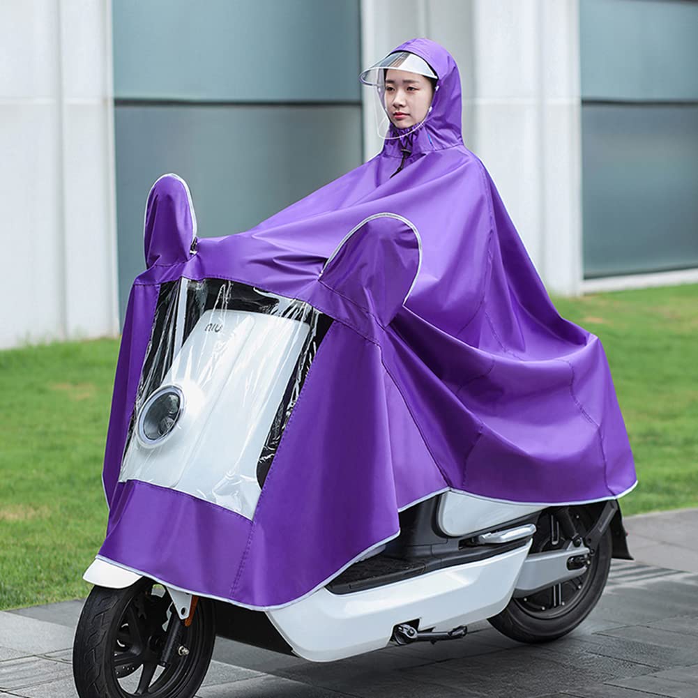 KFGISD, Coat Mobility Scooter Motorcycle Raincoat Rain Cover Poncho Rainwear with Visor,Raincoats(Purple,Single 4XL)