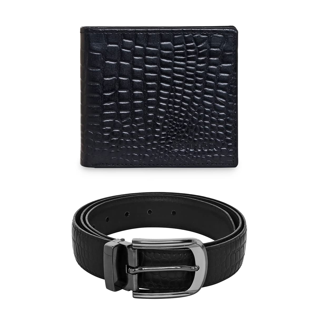 esbeda Black Color Genuine Leather Wallet & Belt Gift Set For Women-picture-33