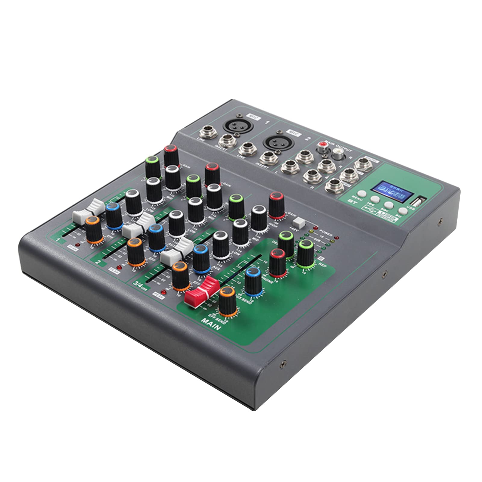 Mixer audio Bluetooth professionale Mixer USB DJ console di mixaggio audio 4 canali ?Karaoke 48V Power per PC Party Studio Registrazione
