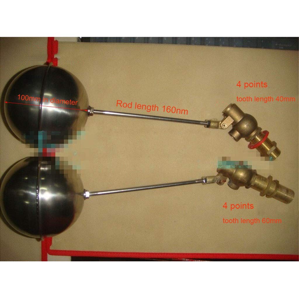 Válvula de flotador para depósito de agua, Válvula de flotador agua latón y acero inoxidable, macho, DN15, 1/2" BSP(Screw Length 40mm)