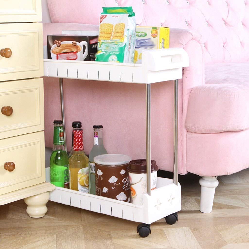 Estantes de almacenamiento para el hogar, estante con ruedas para inodoro móvil, estante para el baño, estante de almacenamiento de plástico, estante para cocina, 2 capas