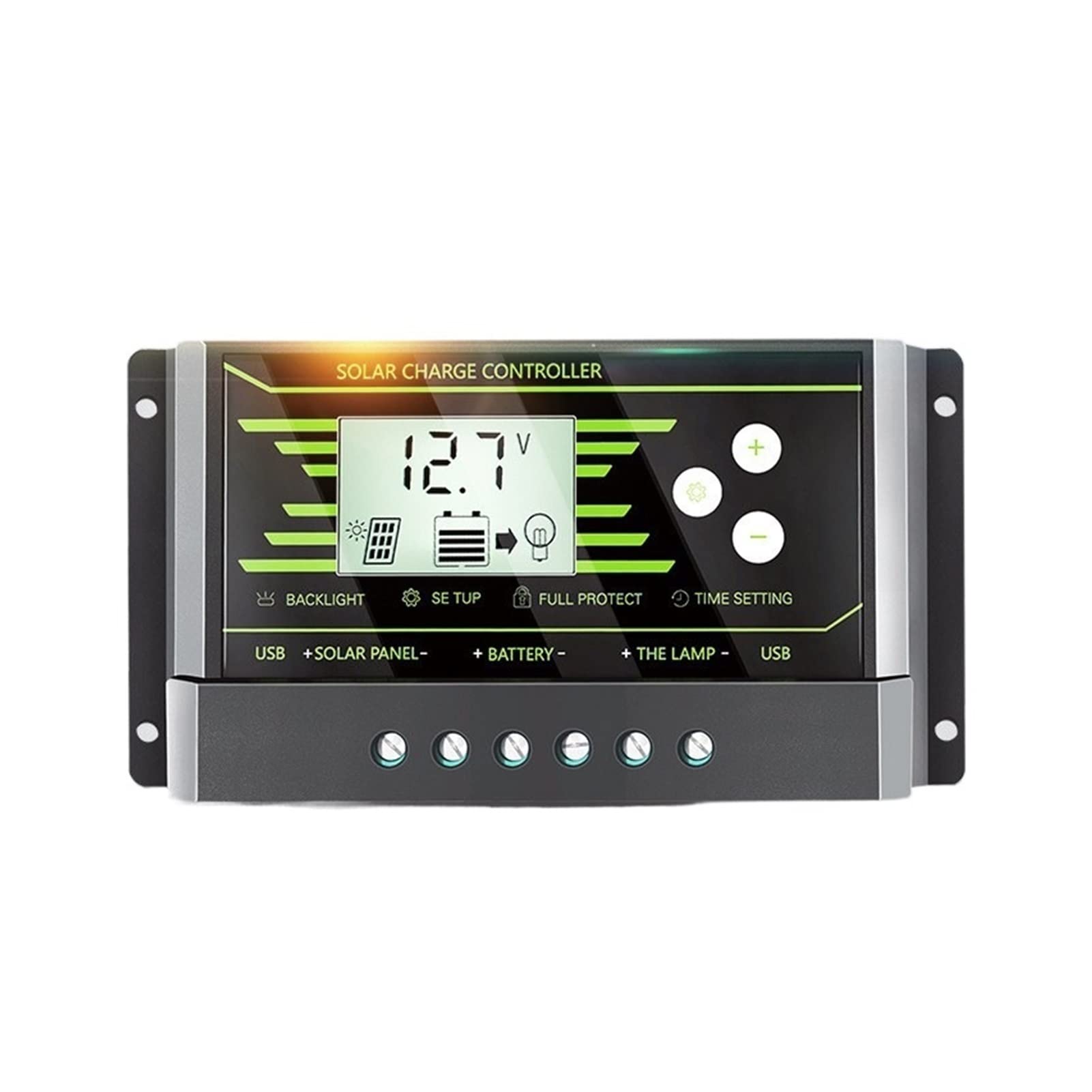 10A PWM Dual USB Max Current Up To 2.5A Solar Charge Controller With Backlight High Efficiency