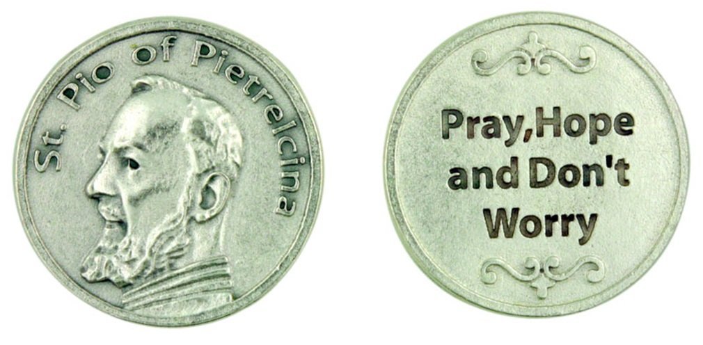 St.joseph's Catholic Giftshop On Amazon. Grey Padre Pio Pocket Token. Prayer Token. St Pio Medal. Perfect For Your Pocket, Wallet Or Purse