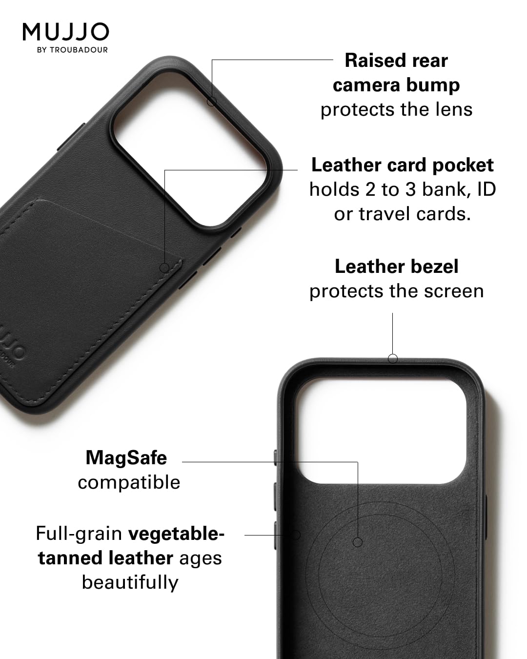 Amazon.co.jp: Mujjo ウォレットレザーケース - iPhone 17 Pro用