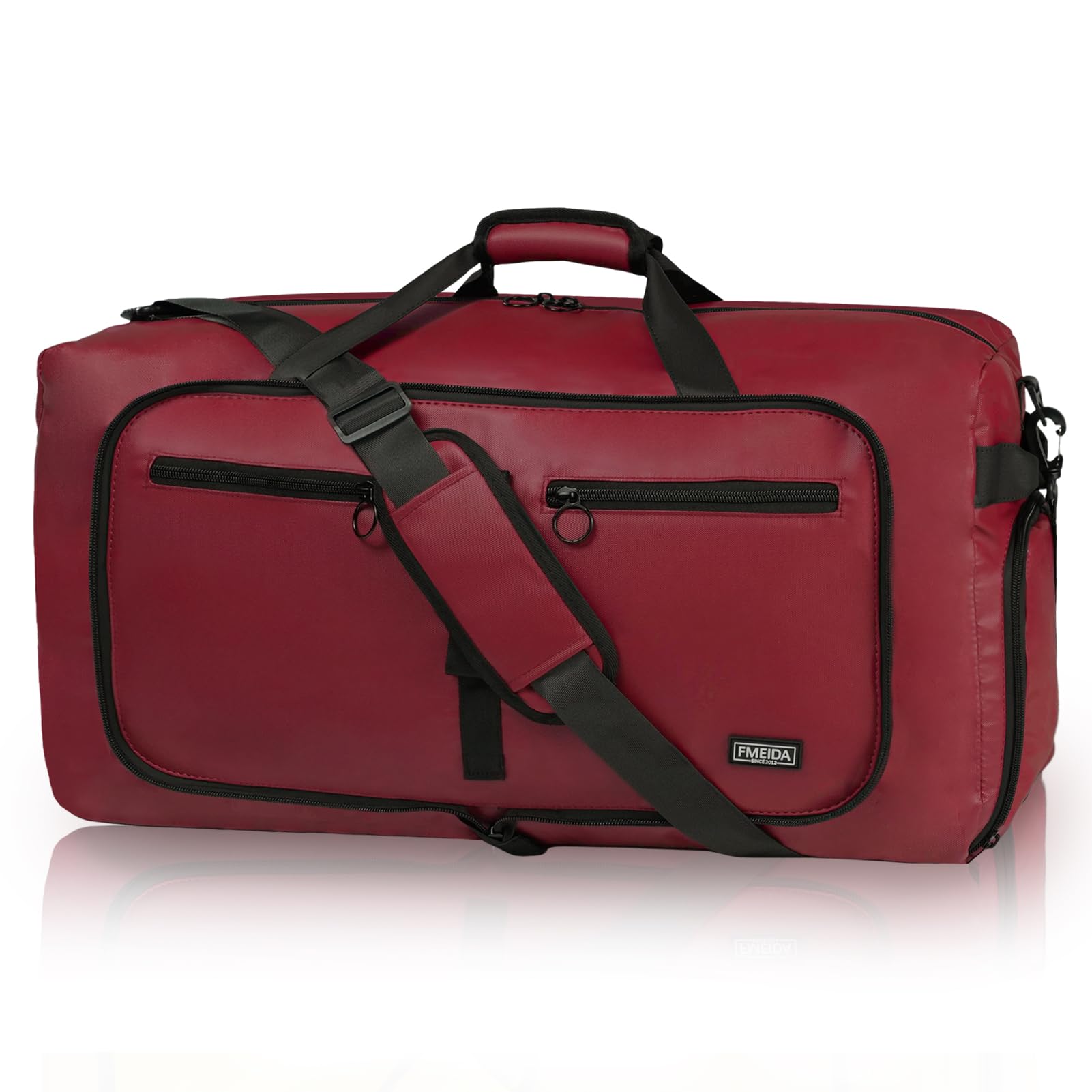 Fmeida Borsone da Viaggio Unisex Adulto, Grande Borsone Palestra con Scomparto per Scarpe e Tracolla, Impermeabile Duffel Bag Borsa Sportivo, Rossa