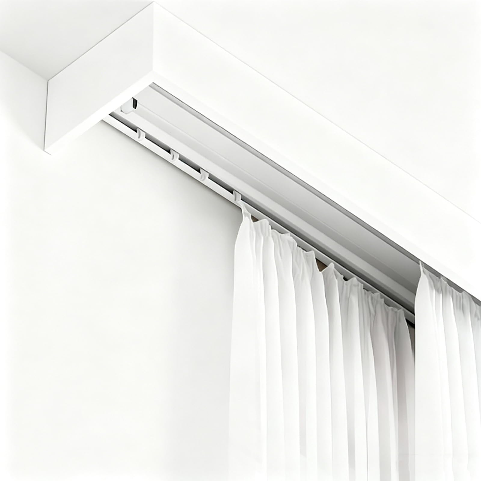 DLLDQBD Caja de Cortina, riel Deflector, instalación de Pared integrada con riel Cortina,polea, riel Doble, silencioso, se Puede empalmar(Size:14.8FT/450CM,Color:Side Mount)