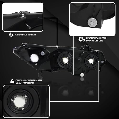 Miniatura 4 de AUTOZENSATION Compatible con Honda Civic 2DR Coupé 2006-2011 faros delanteros negros L + R Pair