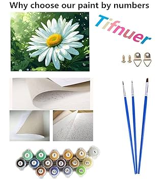 YEESAM ART Paint By Numbers For Adults Beginners White Daisy Flowers