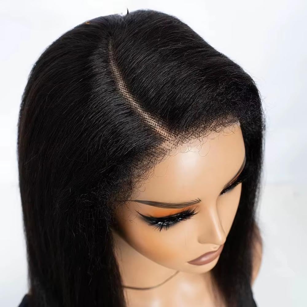 Accessori Parrucche Parrucca Crespa In Pizzo Dritto Con Parte Laterale Per Capelli Umani Parrucca Per Capelli Da 14 Pollici Parrucca Senza Colla Di Colore Nero Naturale(Natural black)