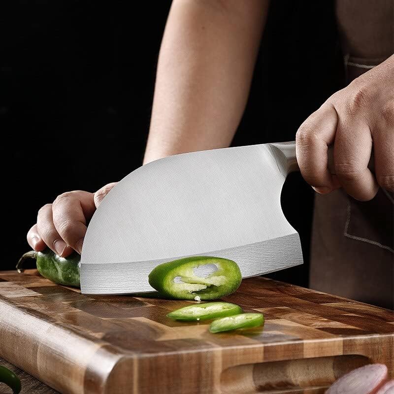 Meat Cleaver Knife, 7inch Stainless Steel Serbian Handmade Chefs Knife Broad Butcher Slicing Chopping Vegetables Cleaver Tool