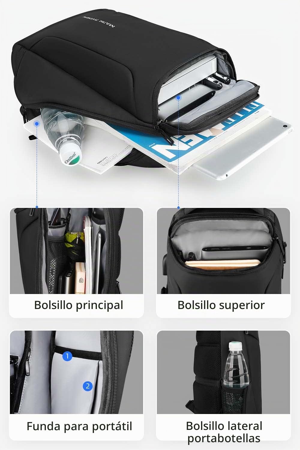 MARK RYDEN Bolso Bandoleras hombre Impermeable Grande para en Forma de iPad 10.5 Antirrobo para la Vida Diaria, Trabajo, Ciclismo Bolsa Unisex