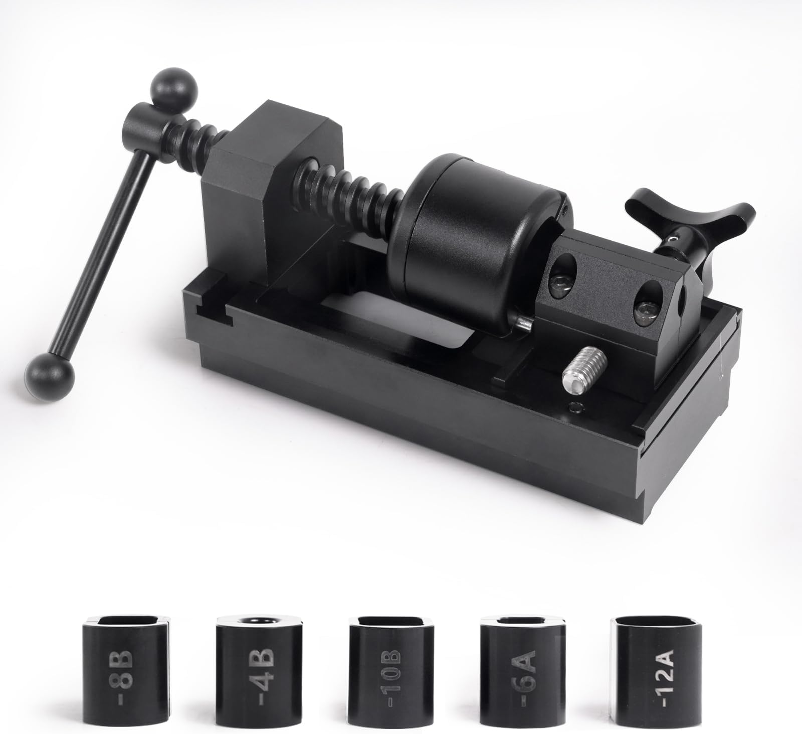 AumzongFuel Line Fittings Installation Tool Accessories, Fuel Hose Connect Tool Hose Press Kit W/ 5 Holders for Fittings of 4AN 6AN 8AN 10AN 12AN