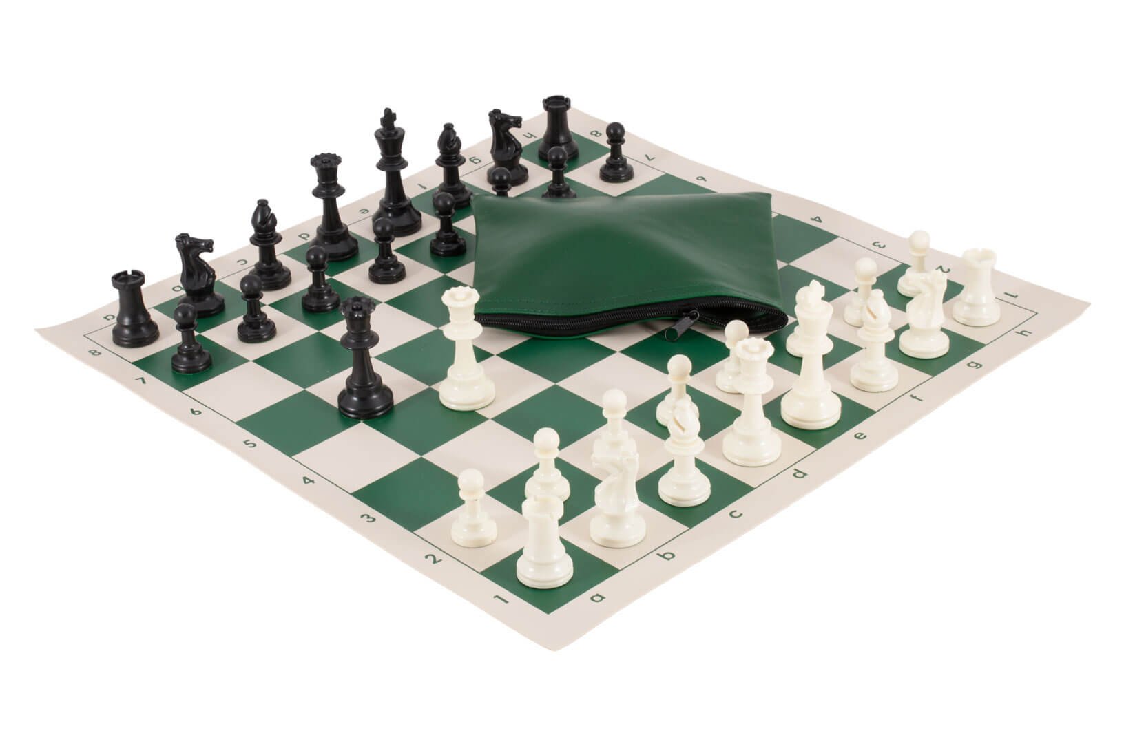 Basic Chess Set Combination - Triple Weighted - Forest Green Board/Bag