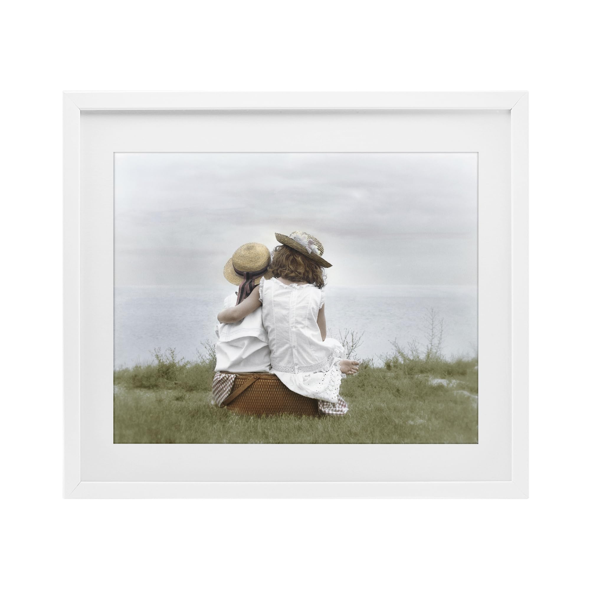 Stupell Industries Coastal White (Textured) 'Friends By The Ocean'| Framed Print Under Glass