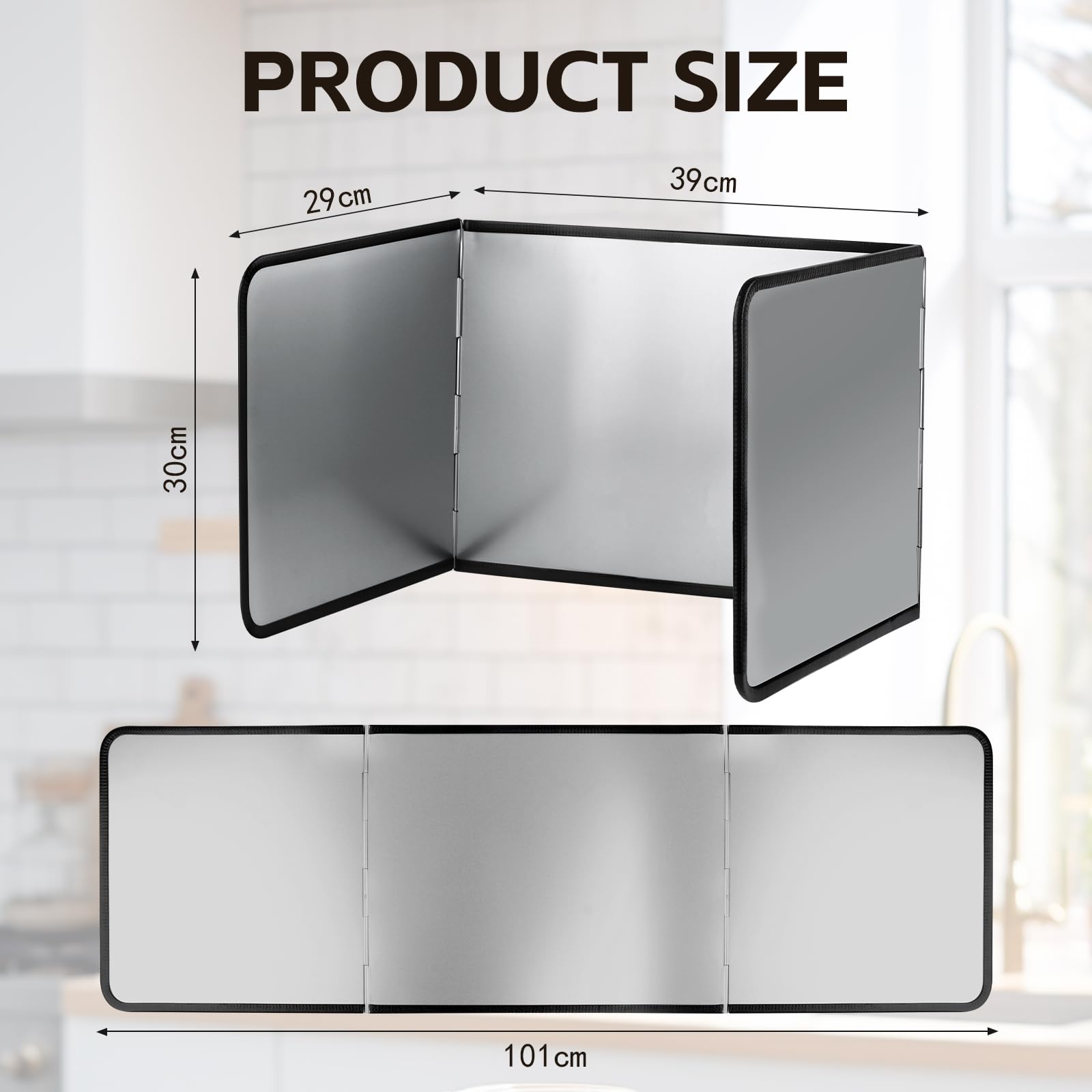 Pannello Paraschizzi Per Cucina JABNOW 76x29x30 Cm - 3 Lati Pieghevoli, Antiaderente, Per Proteggere Pareti E Piano Cottura - Foto 5