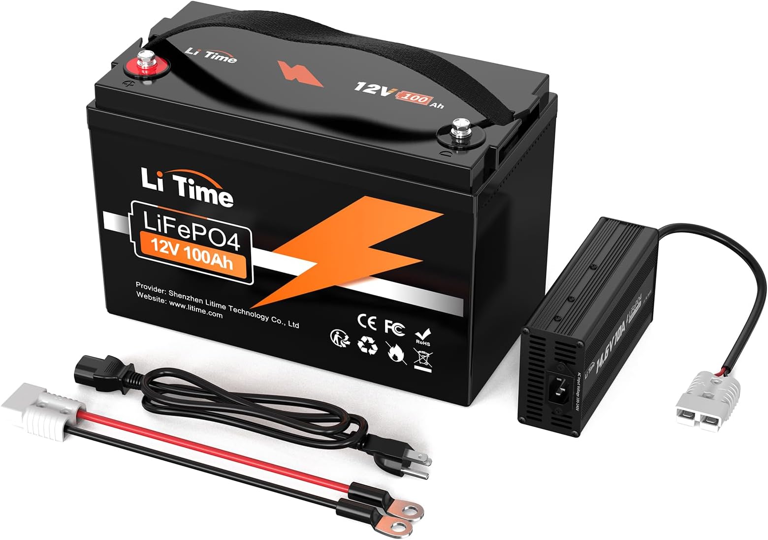 12V 100Ah LiFePO4 Battery 12V Solar Battery, Built-in 100A BMS, 4000+ Cycles, Perfect for RV, Solar, Marine, Trolling Motors, Off-Grid Application(14.6V10A LiFePO4 Charger Included)
