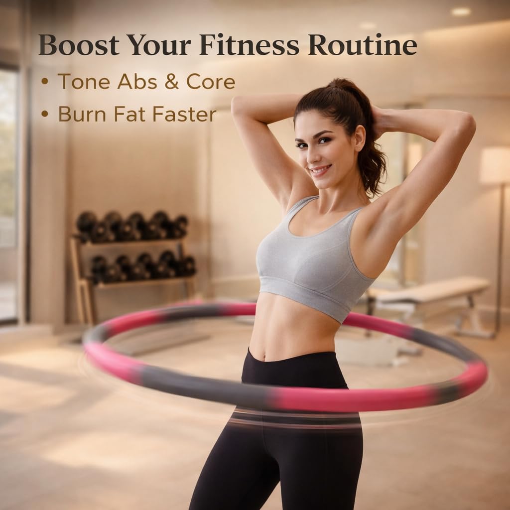 1 KG Weighted Hula Hoop for Adults Fitness Hula Hoop Weight Loss Equipment Hoola Hoops Infinity Exercise Hoops Gym Workout 8 Piece Foam Padded Hoola Ring (1KG Hula Hoop) - Image 5