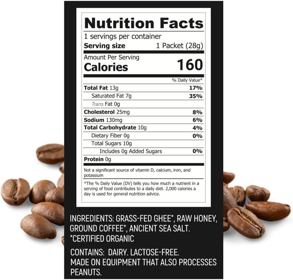 Ancestral Energy Coffee Crunch Pack | Organic Grass-Fed Ghee & Raw Honey Blend | Animal-Based Energy Boost for Athletes | Hiking, Cycling, Running, Backpacking | Healthy Snack (Pack of 6)