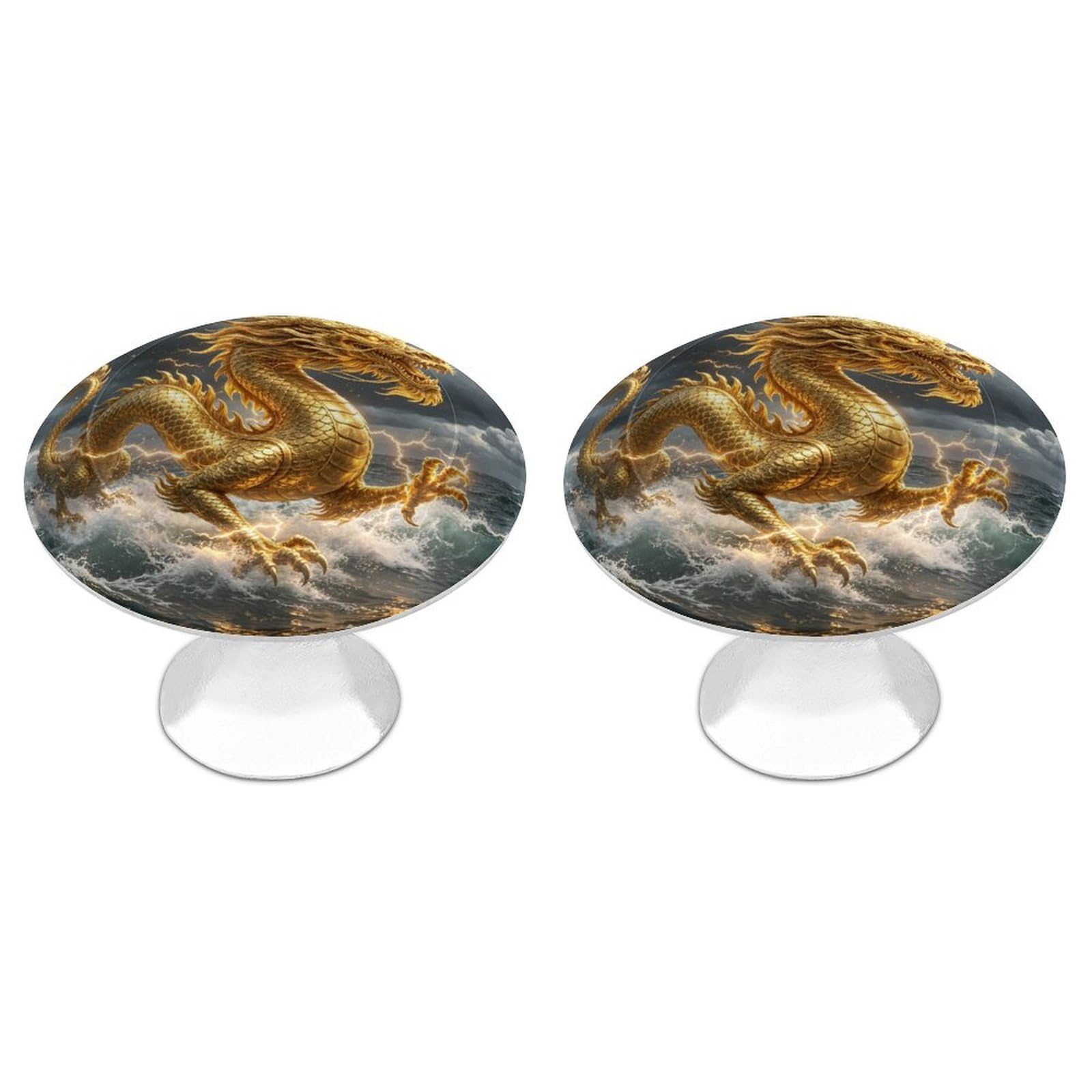 Btcowzrv Style Golden Sea Dragon 2 Pack Cabinet Knobs Drawer Pulls