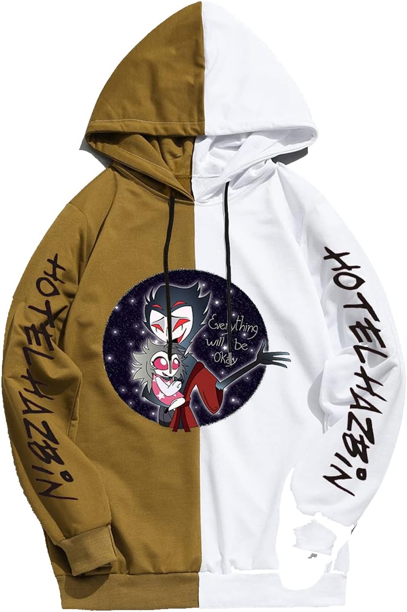 Adult Hazbin Hotel Cosplay Color Matching Hoodie Hooded Pullover Sweatshirt Alastor Shirt Helluva Boss Jacket