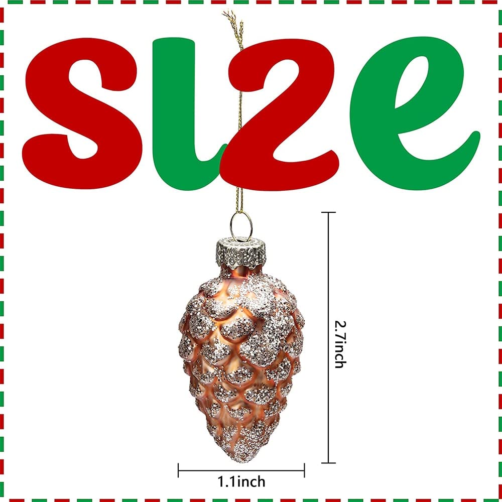 Albero di Natale appeso 12 PCS Pigna di Natale Ornamenti in vetro-Pigna da appendere Pigna dipinta con glitter Ornamento per albero Decorazioni per feste fai-da-te Appendere artigianato fai da te