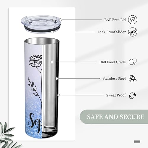 Miniatura 14 de Vaso delgado personalizado con tapa y pajita, tazas personalizadas con nombre de foto, texto, impresión personalizada, taza de imagen, regalos