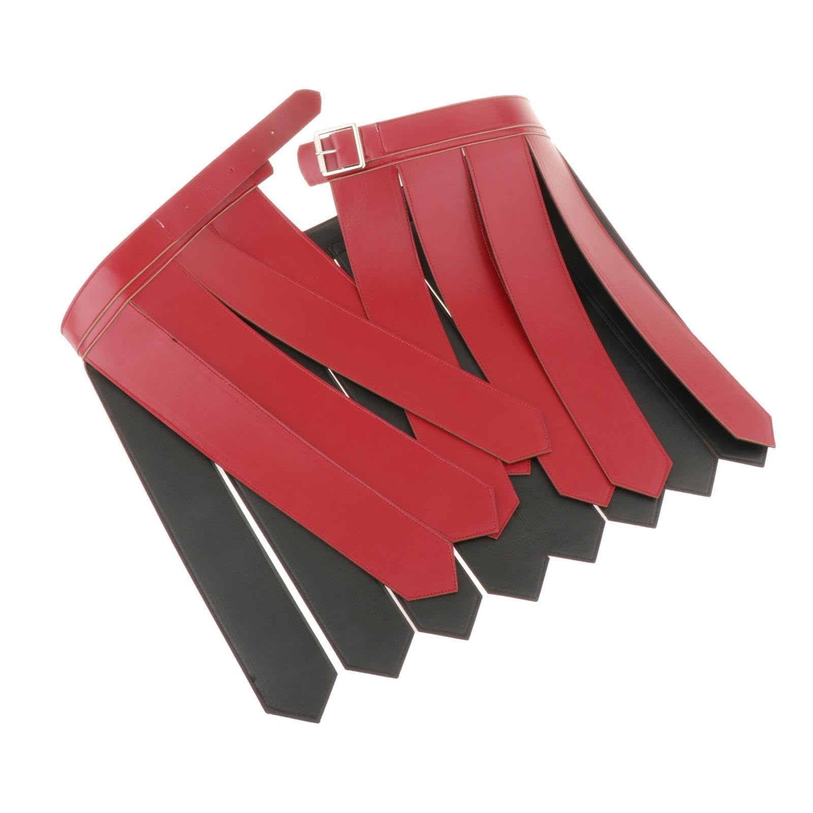 osiuujkw Unique Roman Skirt Cosplay Costume Accessories Dress Up Events Halloween and Stage Shows Nightclub Rave Party Height Waist PU Leather Belt Short Dress Clubs Adjustable, red, 110cm