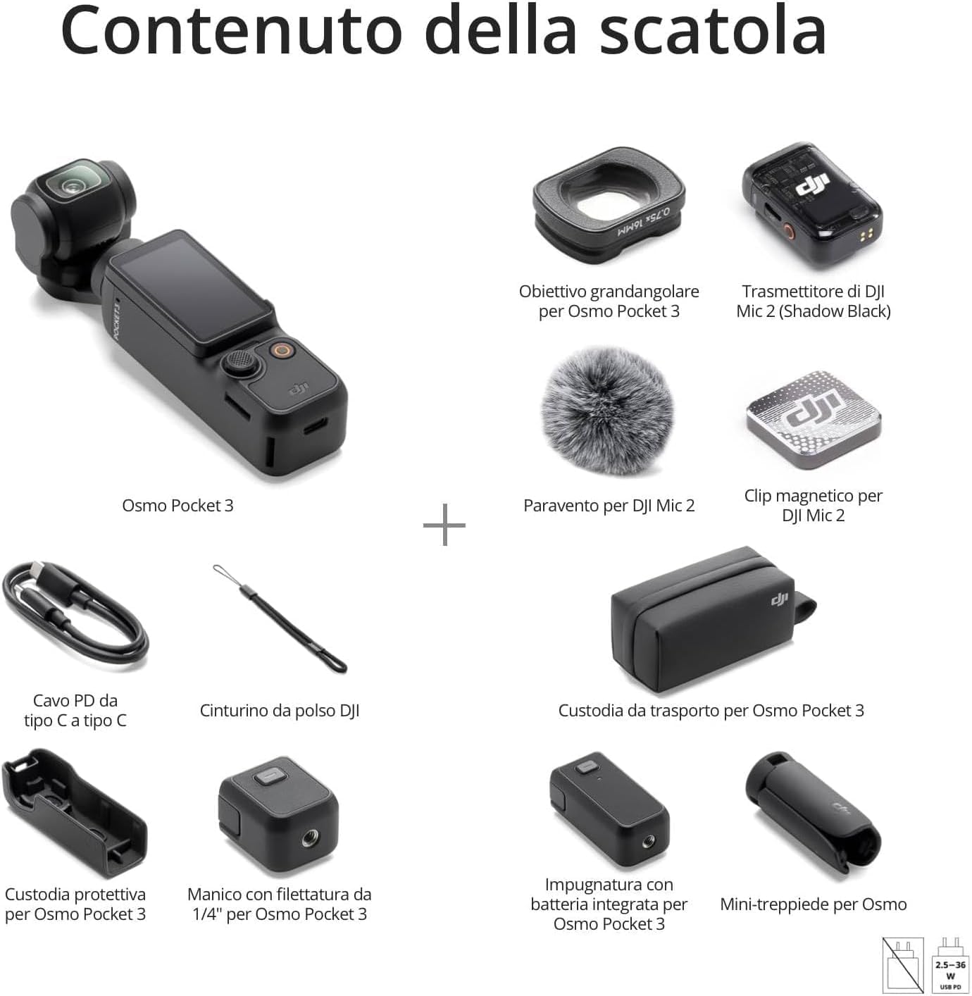 DJI Osmo Pocket 3 Creative Combo Bundle, fotocamera vlog 4K con CMOS da 1 pollice e video 4K/120 fps, stabilizzazione a 3 assi, fotocamera digitale (Spina di ricarica)